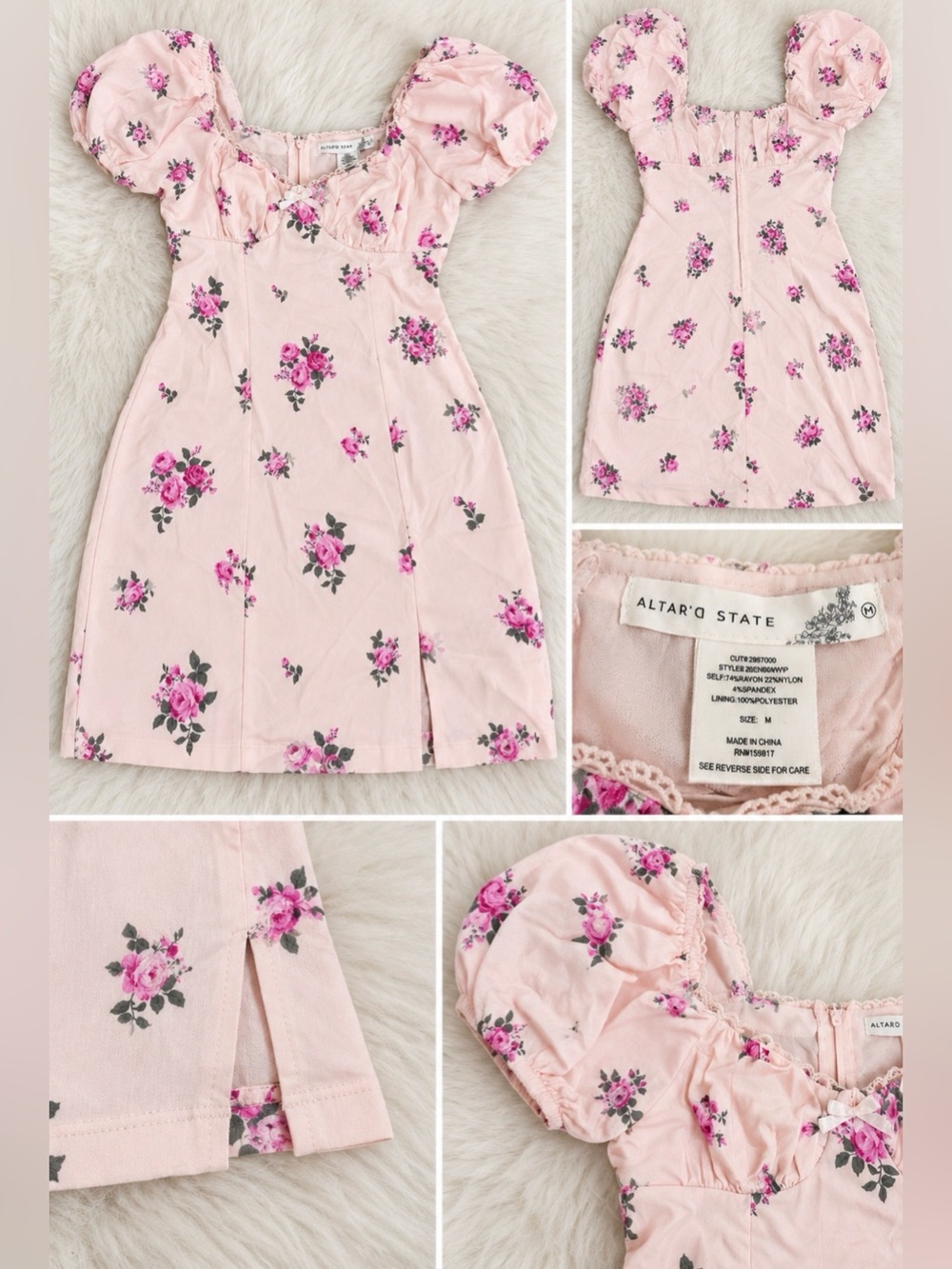Altar'd State Romantic Pink Floral Dress